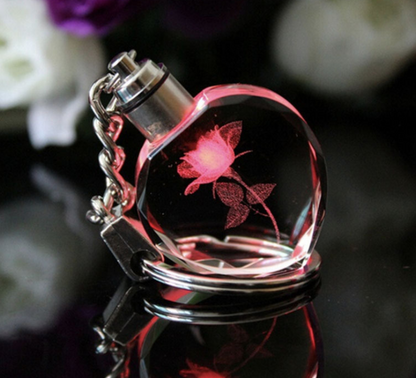 Heart-shaped Keychain With Crystal LED Light